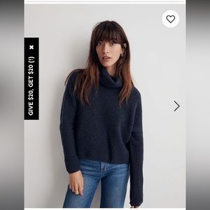 Madewell (Re)sourced Cashmere Turtleneck Sweater, Heather Night, NWT